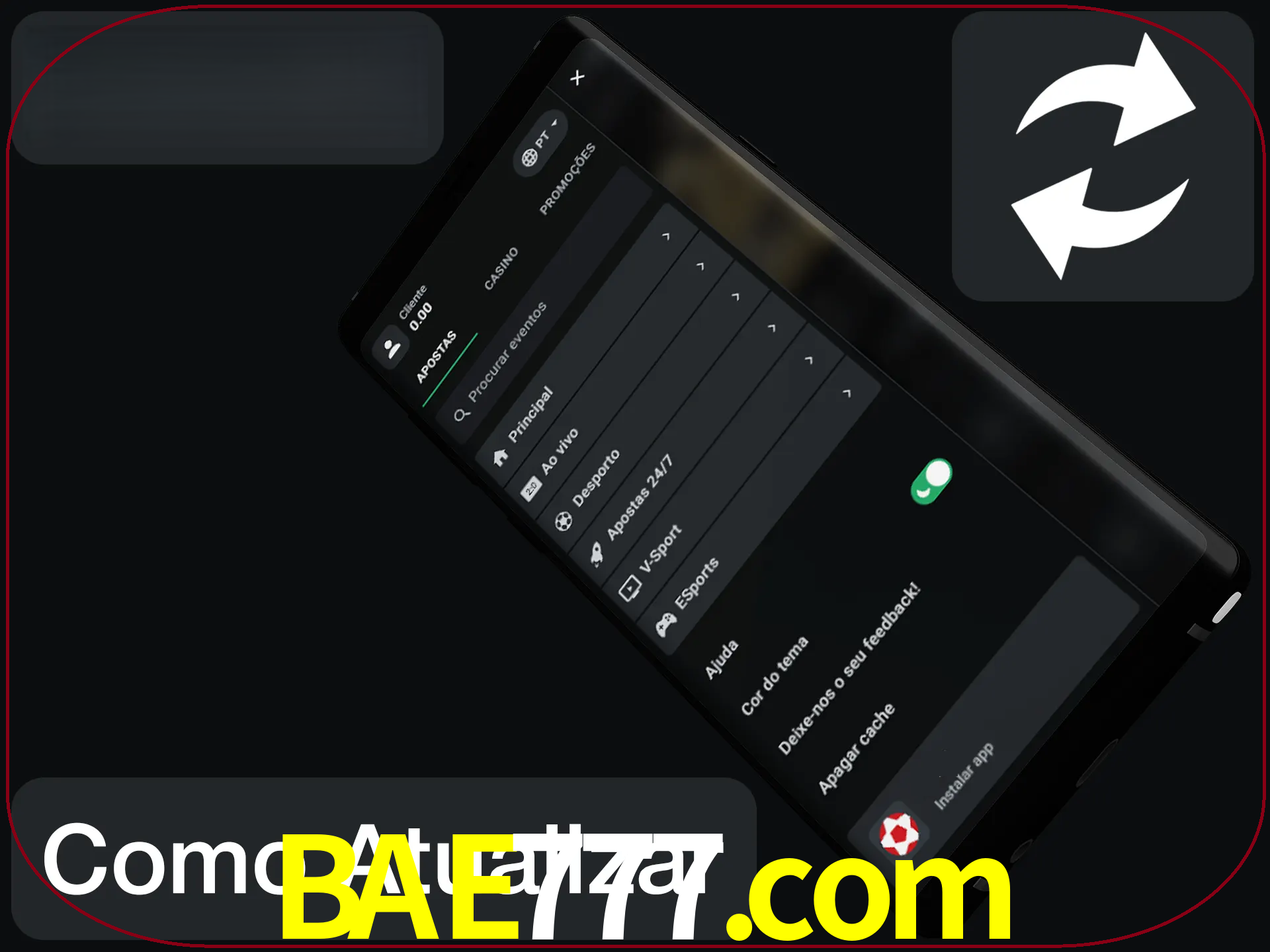 O aplicativo é atualizado automaticamente quando você faz o login.