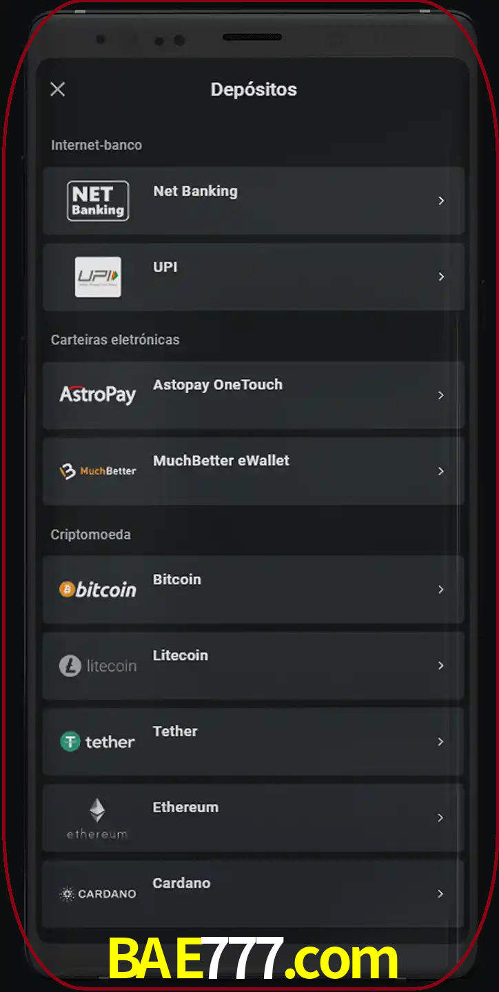 Você pode usar métodos alternativos de depósito.